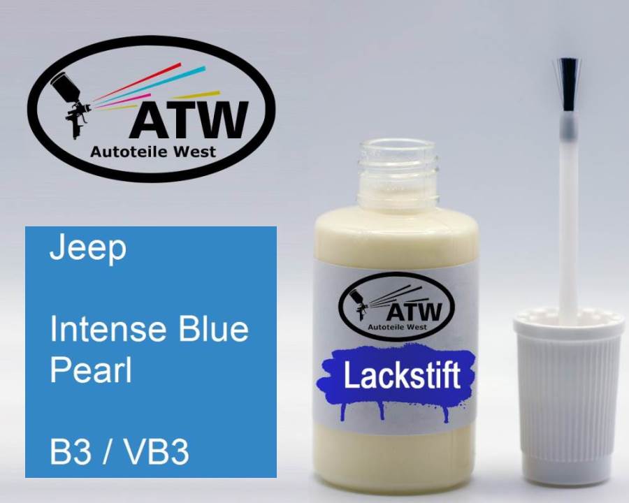 Jeep, Intense Blue Pearl, B3 / VB3: 20ml Lackstift, von ATW Autoteile West.